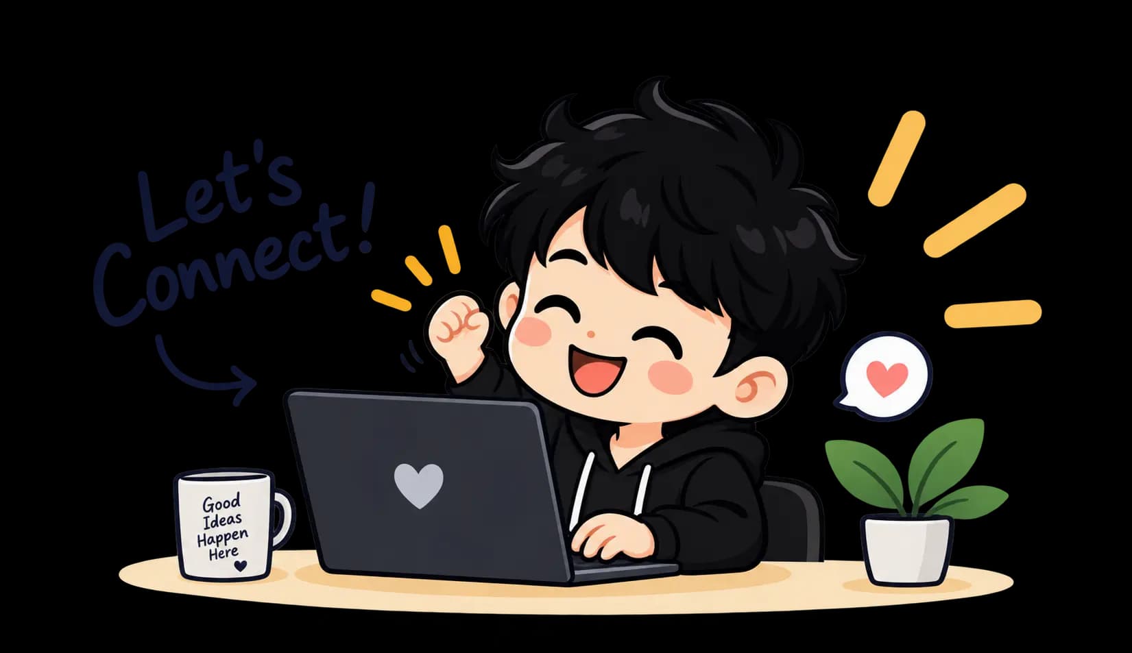Illustration of Subroto working on a laptop